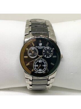 Charles dumont men watch 38mm quartz analog two tone up to 7.5” running